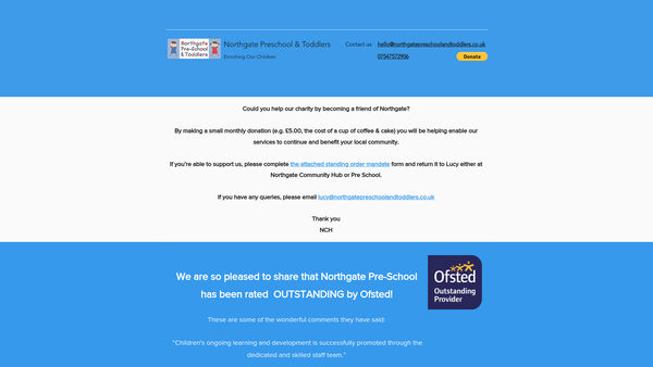 Screenshot of the Northgate Pre School And Toddlers Ltd website