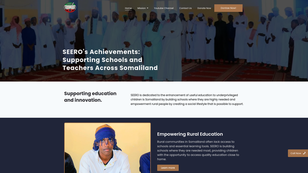 Screenshot of the Somaliland Education And Environmental Relief Organisation website