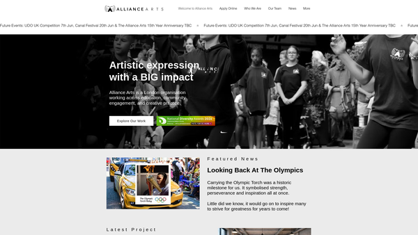 Screenshot of the Alliance Dance Unit website