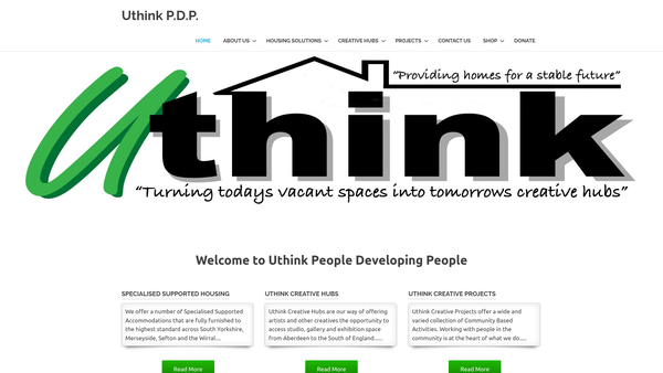 Screenshot of the Uthink People Developing People website