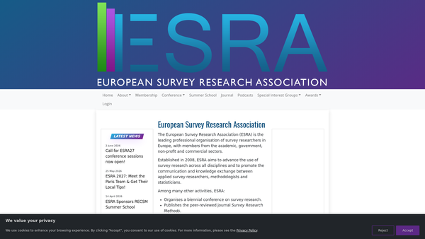 Screenshot of the European Survey Research Association website