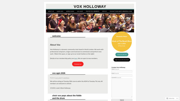 Screenshot of the N7 Community Choir website