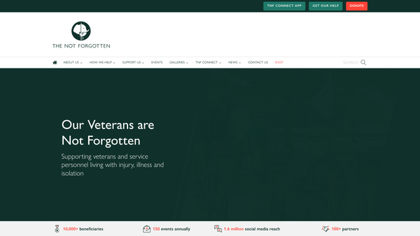 Screenshot of the The Not Forgotten Association (Nfa) website