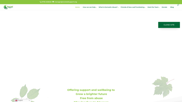 Screenshot of the New Leaf Support Limited website