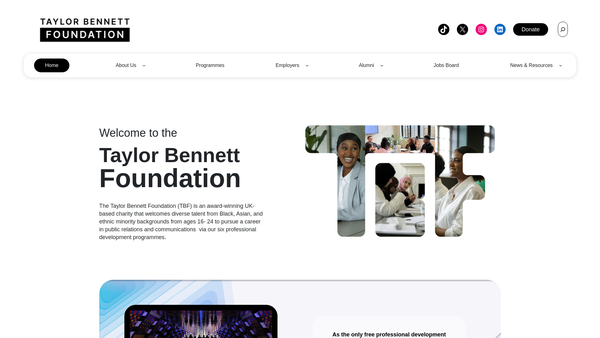 Screenshot of the Taylor Bennett Foundation website