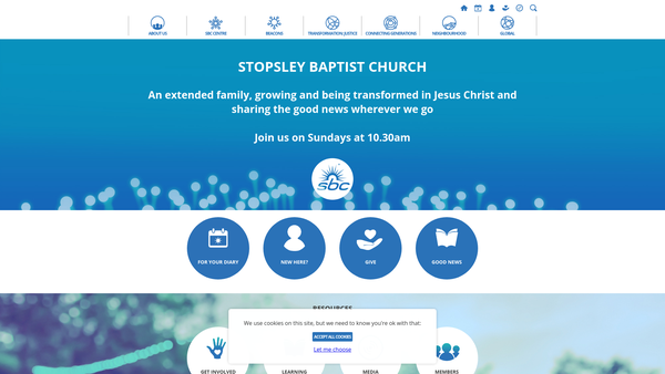 Screenshot of the Stopsley Baptist Church website