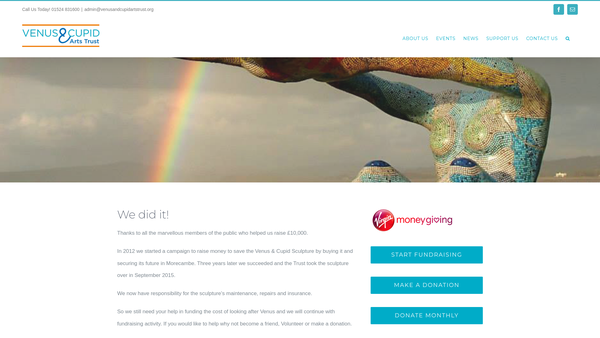 Screenshot of the Venus & Cupid Arts Trust website