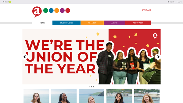 Screenshot of the Aberystwyth University Students' Union website