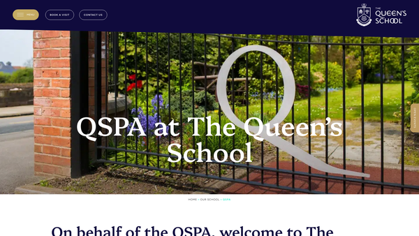 Screenshot of the Queen's School Parents' Association website