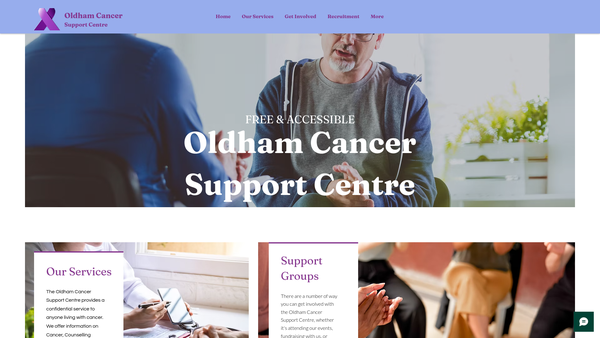 Screenshot of the Oldham Cancer Support Centre website