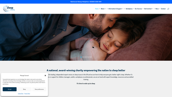 Screenshot of the The Sleep Charity website