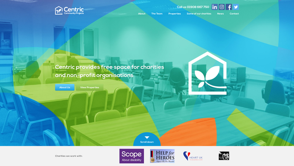Screenshot of the Centric Community Projects Limited website