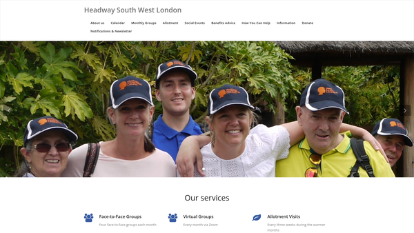 Screenshot of the Headway South West London website