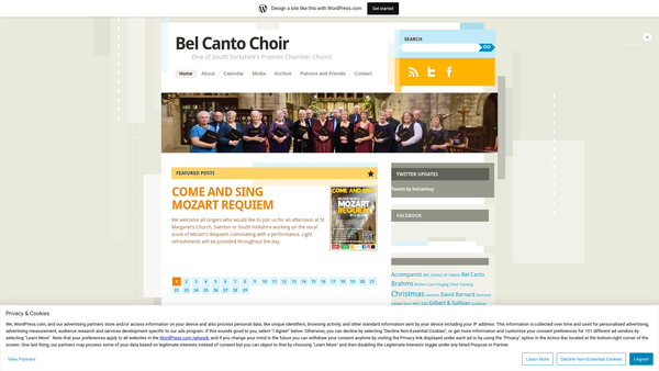 Screenshot of the Bel Canto Choir website