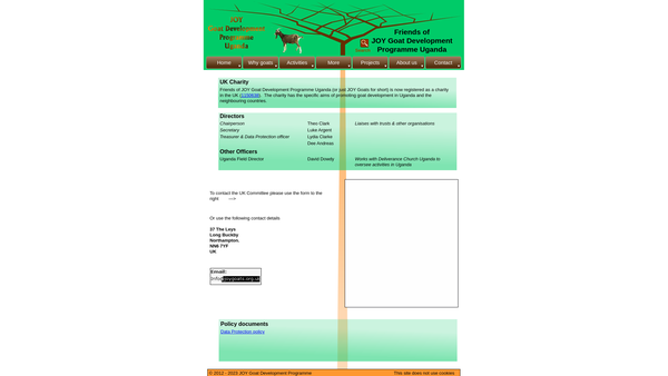 Screenshot of the Friends Of Joy Goat Development Programme Uganda website
