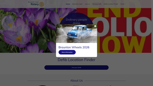Screenshot of the Rotary Club Of Braunton Caen Trust Fund website