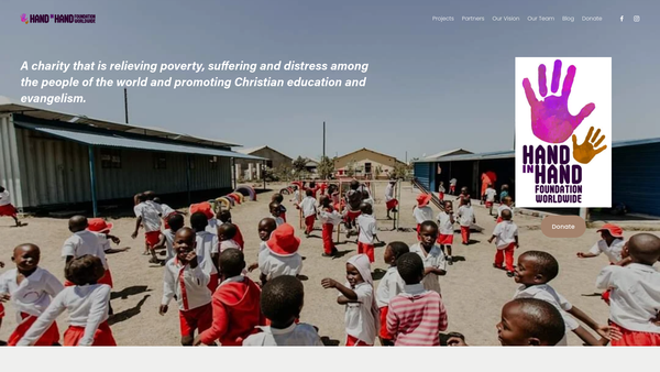 Screenshot of the Hand In Hand Foundation Worldwide website