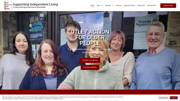 Screenshot of the Otley Action For Older People website