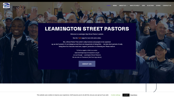 Screenshot of the Leamington Spa Street Pastors website