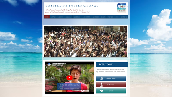 Screenshot of the Gospellife International website