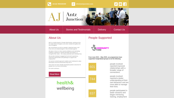 Screenshot of the Antz Junction website