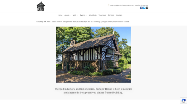 Screenshot of the Friends Of Bishops' House website