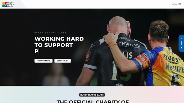 Screenshot of the Rugby League Cares website