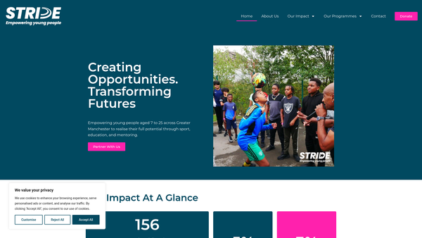 Screenshot of the Stride UK Foundation Limited website