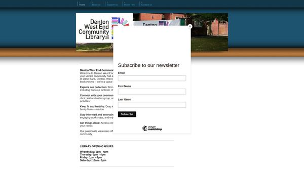 Screenshot of the Denton West End Community Library website