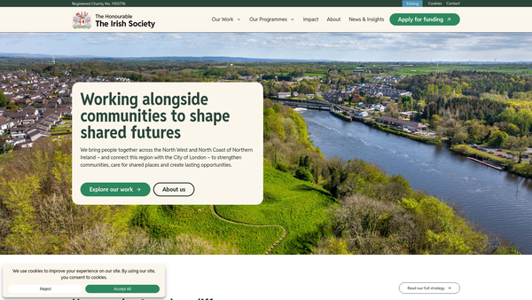 Screenshot of the The Honourable The Irish Society website