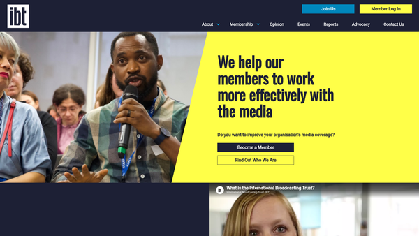 Screenshot of the International Broadcasting Trust website