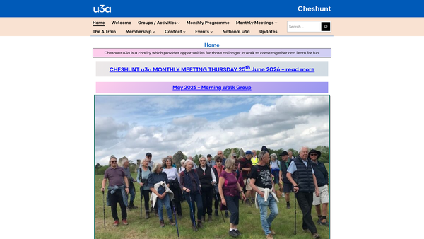 Screenshot of the Cheshunt University Of The Third Age website