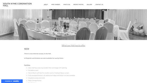 Screenshot of the South Kyme Coronation Hall website