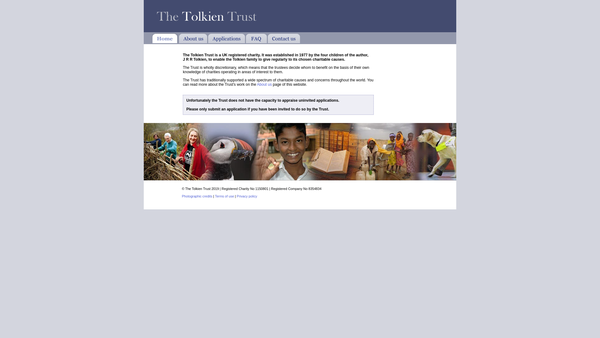 Screenshot of the The Tolkien Trust website