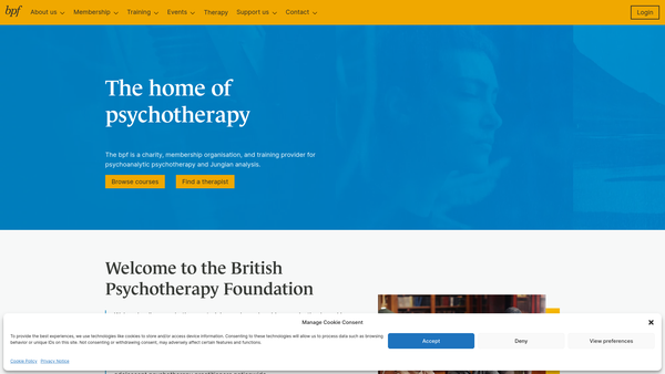 Screenshot of the British Psychotherapy Foundation website