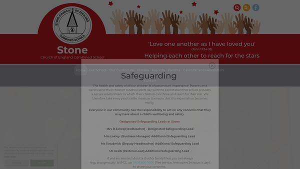 Screenshot of the Stone Church Of England Combined School Voluntary Fund website