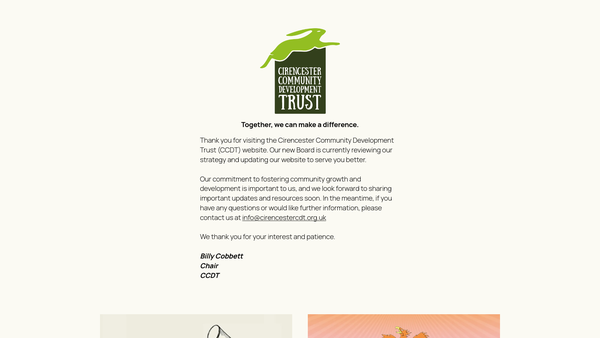 Screenshot of the The Cirencester Community Development Trust Ltd website