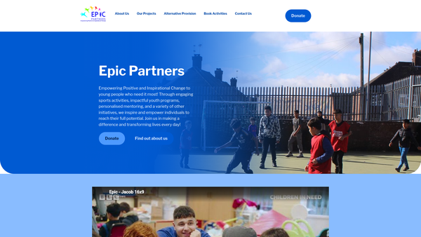 Screenshot of the Epic Partners website