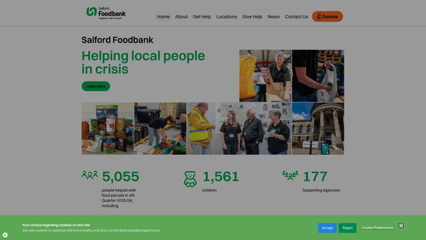Screenshot of the Salford Foodbank website