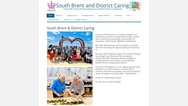 Screenshot of the South Brent & District Caring website