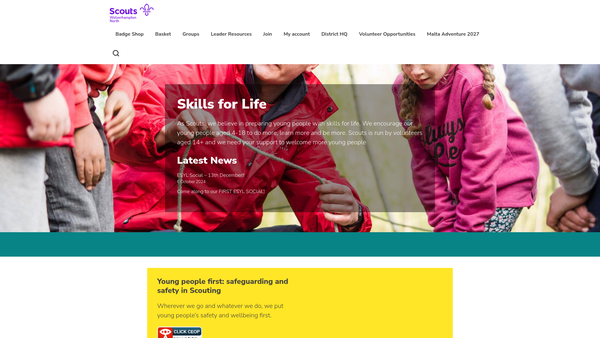 Screenshot of the Wolverhampton North District Scouts website