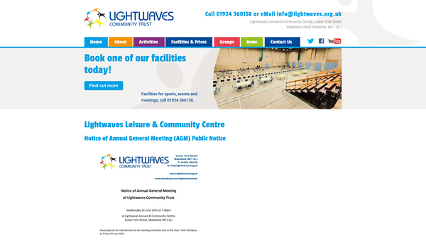 Screenshot of the Lightwaves Community Trust website