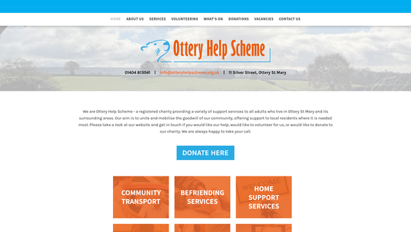 Screenshot of the Ottery Help Scheme website