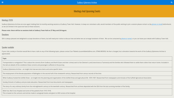 Screenshot of the Sudbury Ephemera Archive website