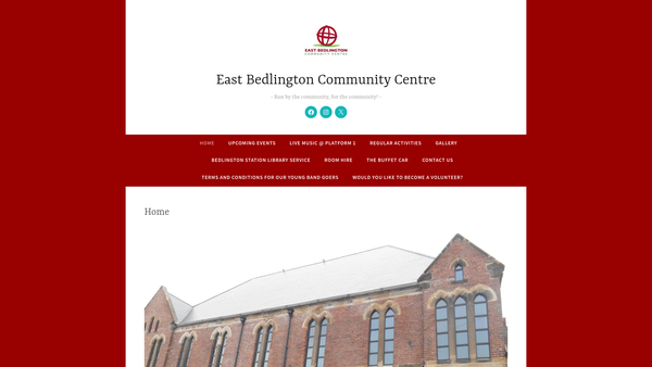 Screenshot of the East Bedlington Community Centre website