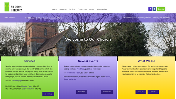 Screenshot of the The Parochial Church Council Of The Ecclesiastical Parish Of All Saints' Harbury website
