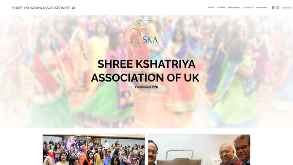 Screenshot of the Shree Kshatriya Association Of UK website