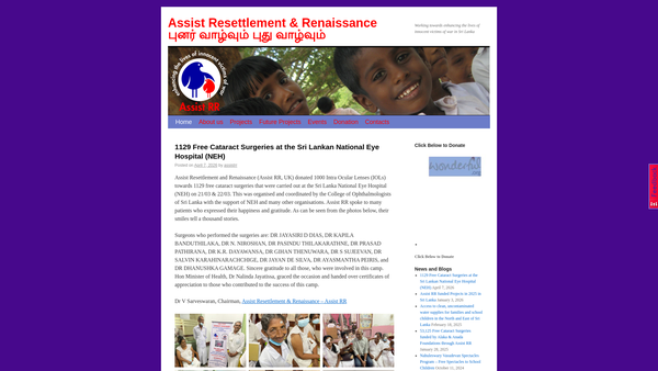 Screenshot of the Assist Resettlement And Renaissance website