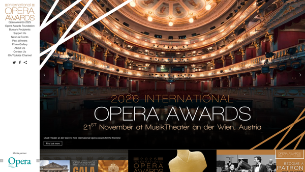 Screenshot of the The Opera Awards Foundation website