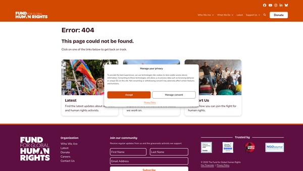 Screenshot of the Fund For Global Human Rights UK website